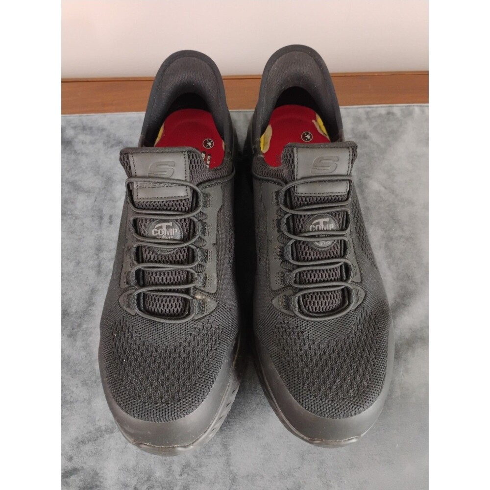 Men's Skechers Comp Toe Slip Resistant Black work Shoes  Rubber Soles Slip-ins